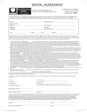 Louisiana Self Storage Rental Agreement