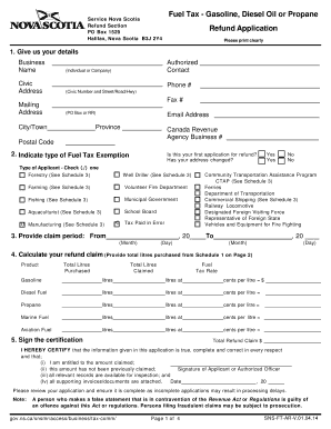 Nova Scotia Fuel Tax Refund Application