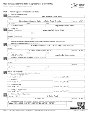 Rooming Accommodation Agreement Form R18
