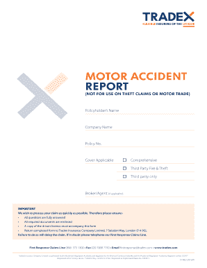 UK Motor Accident Claim Form