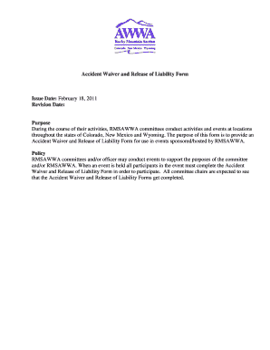 Accident Waiver and Release of Liability Form