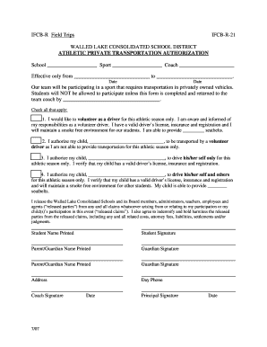Walled Lake Athletic Private Transportation Authorization