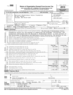 Form 990 Return of Organization Exempt From Income Tax 2010