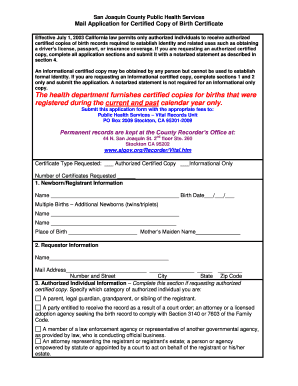 California Birth Certificate Application