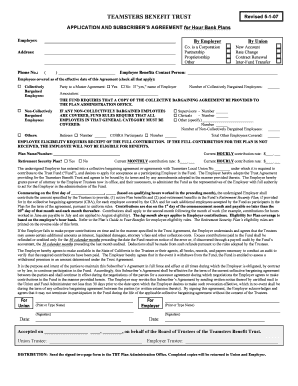 Teamsters Benefit Trust Application and Agreement