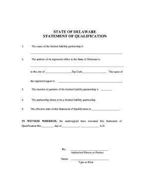 Delaware Limited Liability Partnership Statement of Qualification