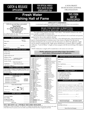 Fresh Water Fishing Hall of Fame Application