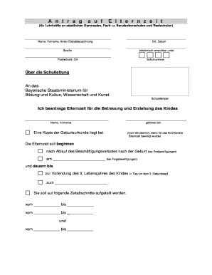 Antrag auf Elternzeit für Lehrkräfte