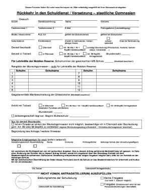 Merkblatt zur „Rückkehr in den Schuldienst / Versetzung – staatliche Gymnasien“