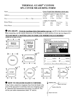Thermal Guard Spa Cover Custom Order Form