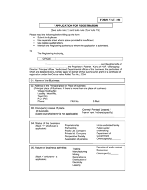 Orissa VAT Registration Application