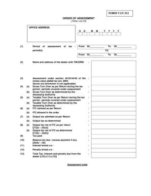 VAT-312 Order of Assessment