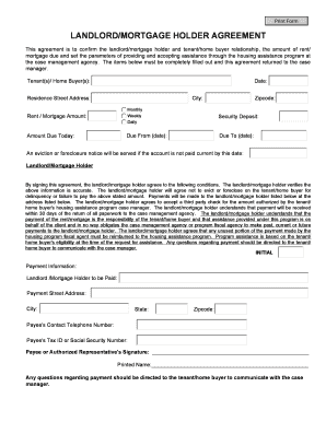 Sample of land mortgage agreement - LANDLORD/MORTGAGE HOLDER AGREEMENT - HPCSWF