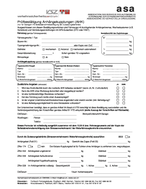 Prüfbestätigung Anhängekupplungen (AHK)