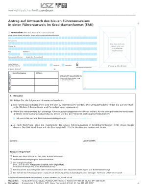 Antrag auf Umtausch des blauen Führerausweises