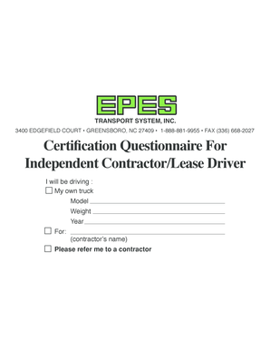 Transport System Contractor Application Form