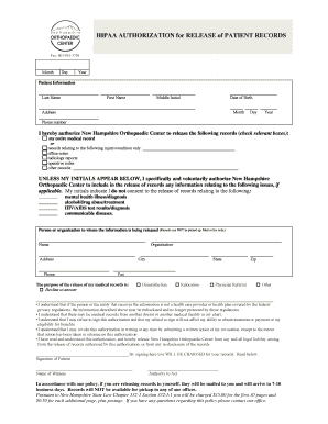 HIPAA Authorization for Release of Patient Records