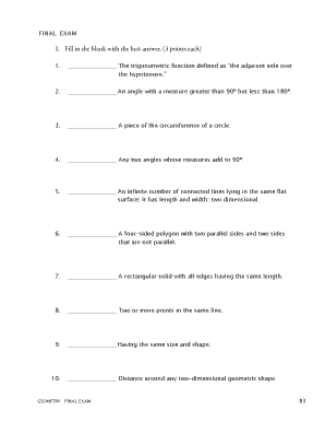 Geometry Final Exam