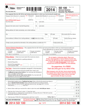 Ohio School District Income Tax Return Form SD 100