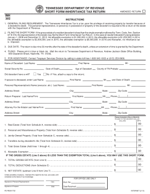 Tennessee Short Form Inheritance Tax Return