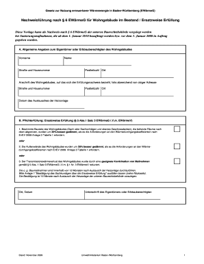 Nachweisf hrung nach 6 EW rmeG f r Wohngeb ude im Bestand / Ersatzweise Erf llung - um baden-wuerttemberg