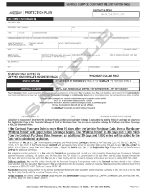 Vehicle Service Contract Registration
