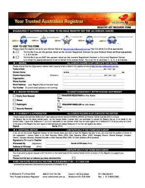 Registry Key Recovery Form