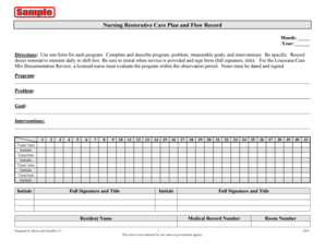 Nursing Restorative Care Plan and Flow Record