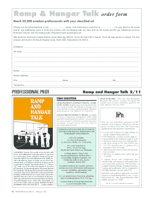 Ramp & Hangar Talk Advertisement Order Form