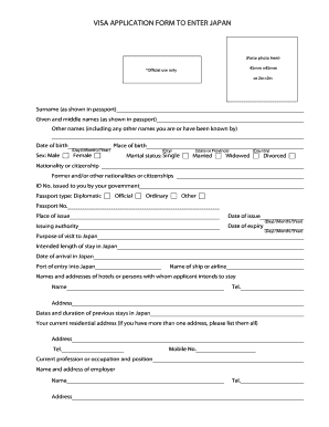 Visa Application Form to Enter Japan