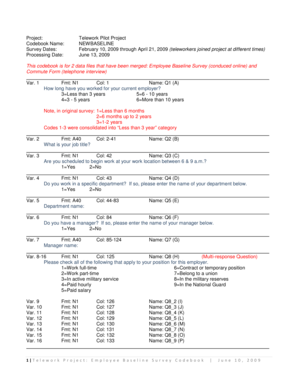 Teleworker Baseline Survey Codebook - Telework Toolkit
