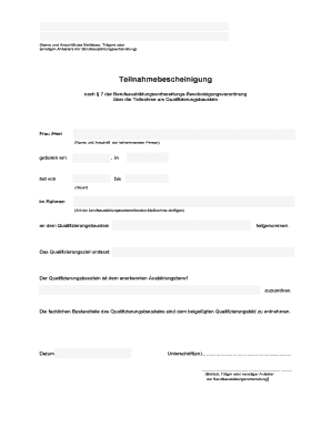 Teilnahmebescheinigung