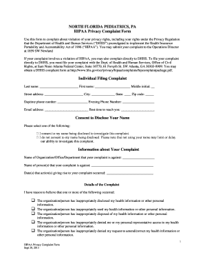 HIPAA Privacy Complaint Form