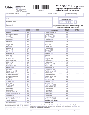 Ohio School District Income Tax Employer Payment Form
