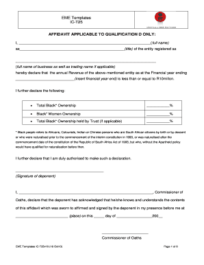 South African Black Shareholding Affidavit