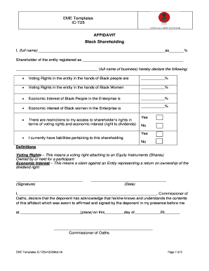 Affidavit of Black Shareholding