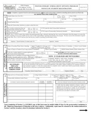 Minnesota PSEO Program Student Registration Form