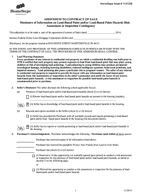 Lead-Based Paint Addendum to Contract of Sale