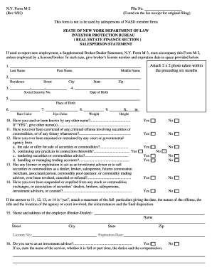New York Salesperson Statement Form M-2