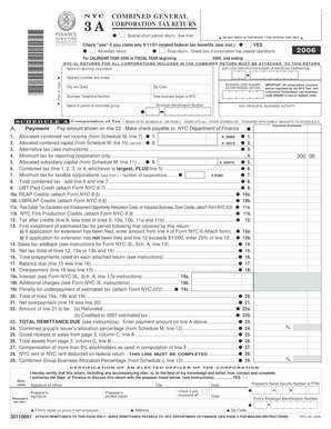 NYC Combined General Corporation Tax Return