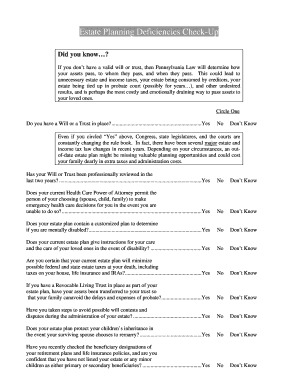 Estate Planning Deficiencies Check-Up