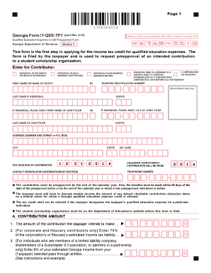 Georgia Qualified Education Expense Credit Preapproval Form
