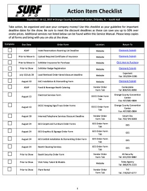 Trade Show Action Item Checklist