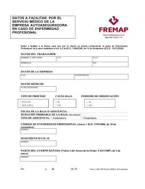 Formulario de Parte de Enfermedad Profesional