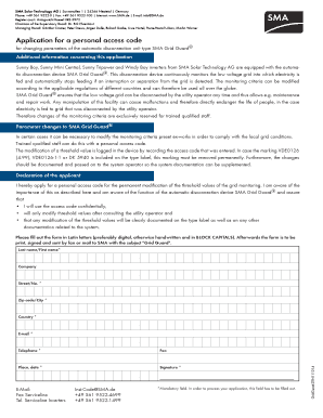 SMA Grid Guard Access Code Application