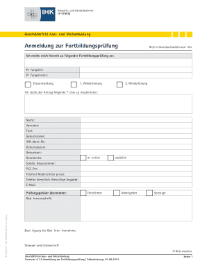 Anmeldung zur Fortbildungsprüfung