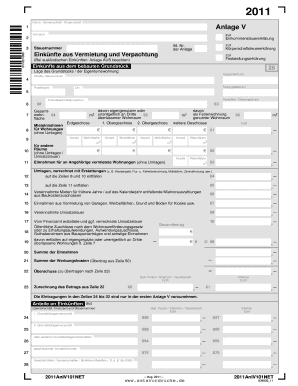 Anlage V zur Einkommensteuererklärung