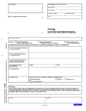 Antrag auf Anordnung verkehrsregelnder Maßnahmen