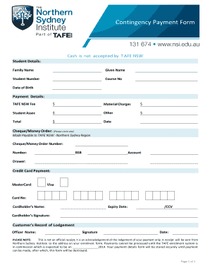 Contingency Payment Form