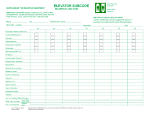 Elevator Subcode Supplement Form